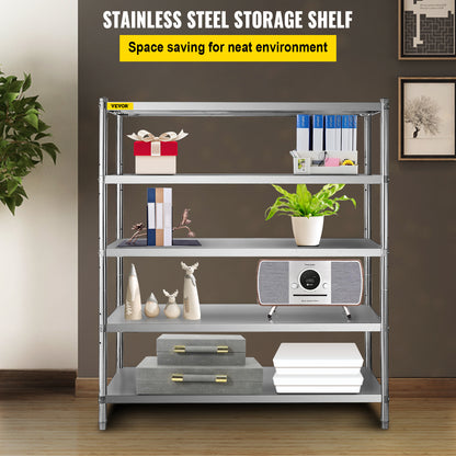Opslagkast Roestvrijstaal – Stellingkast – Rek – Opbergrek – Garagekast – 5 Lagen – Verstelbare Planken – Max 150 kg Per Laag