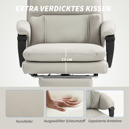 Bureaustoel – Office Chair – Kantoorstoel – Computerstoel – Gamestoel – Verstelbare Hoogte – Kunstleren Bekleding Lichtgrijs