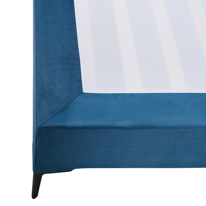 Tweepersoonsbed – Bedframe – Opbergbed – Gestoffeerd Bed – Slaapbank – 140x200 cm – Stevig Plywood Frame – Afneembare Blauwe Polyester Bekleding
