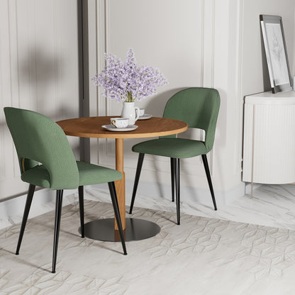 Eetkamerstoelen – Keukenstoelen – Eettafelstoelen – Stoelen – Kuipstoelen – Gestreepte Katoenen Bekleding – Stevige Metalen Poten – Set Van 4 – Groen