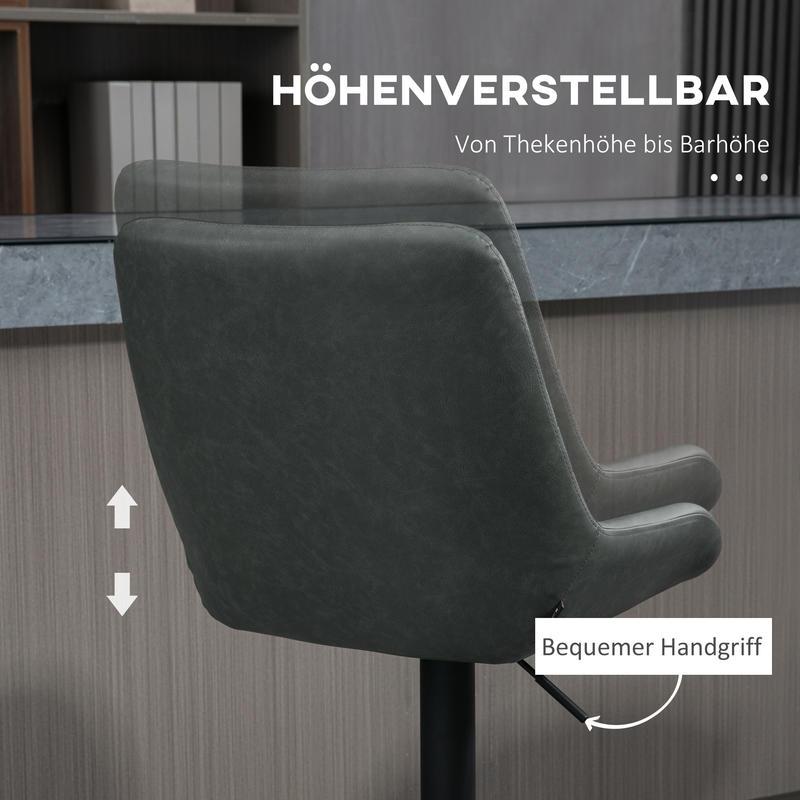 Barstoel Verstelbaar – Barkruk – Barstoelen – Keukenstoel – Hoge Stoel – Met Voetsteun – Donkergrijs Zwart – Hoogwaardig Hardhout Metaal – Comfortabel Ergonomisch