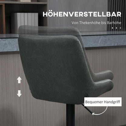 Barstoel Verstelbaar – Barkruk – Barstoelen – Keukenstoel – Hoge Stoel – Met Voetsteun – Donkergrijs Zwart – Hoogwaardig Hardhout Metaal – Comfortabel Ergonomisch