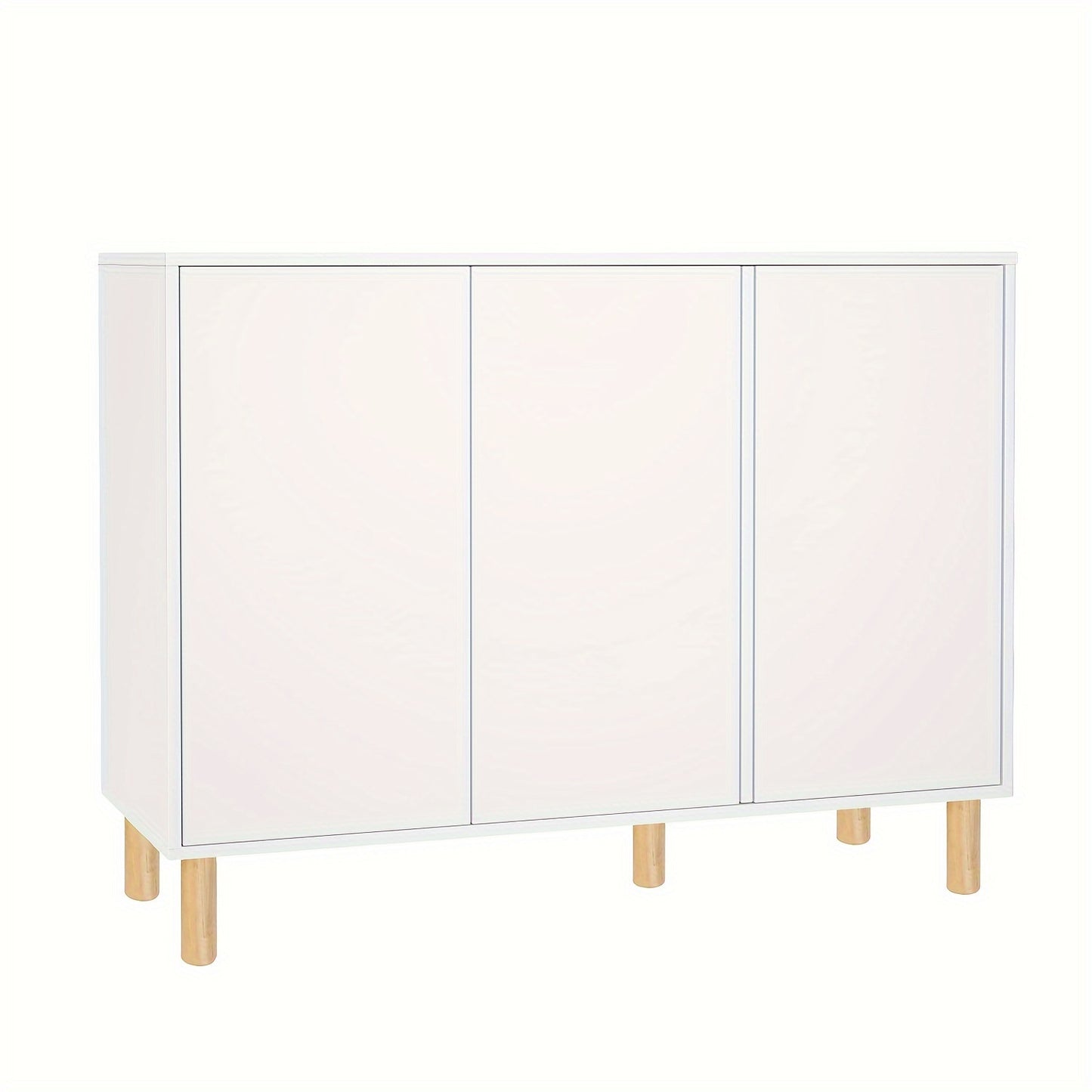 Opbergkast – Kast – Dressoir – Buffetkast – Vitrinekast – Wit met Houten Poten – Vrijstaand – Verstelbare Planken