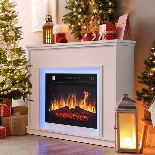Elektrische Haard – Sfeerhaard – Open Haard – Elektrische Kachel – Vrijstaande Haard – 1800W Snelle Verwarming – Realistisch Vlameffect Met Timer – Houtlook Vrijstaand