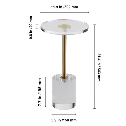 Acryl Bijzettafel – Transparante Tafeltje – Ronde Side Table – Salontafel – Nachtkastje – Stevig Acryl Blad – 30 cm Diameter – 54 cm Hoog
