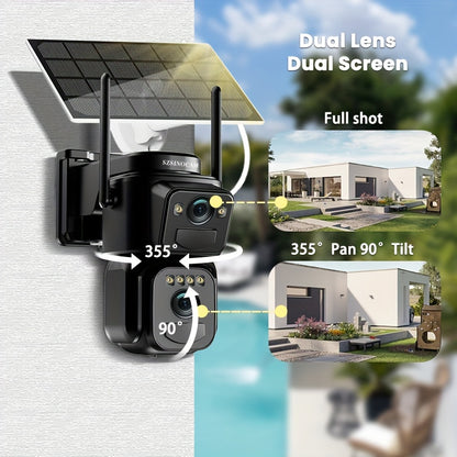 Beveiligingscamera Set – Draadloze Camera – Wifi Camera – Zonnepaneel Camera – Buiten Camera – 4-delig – 10x Zoom – 360° Draaibaar – 2K FHD – Bewegingsdetectie – Kleurennachtzicht – Spotlight Alarm – Twee-weg Audio