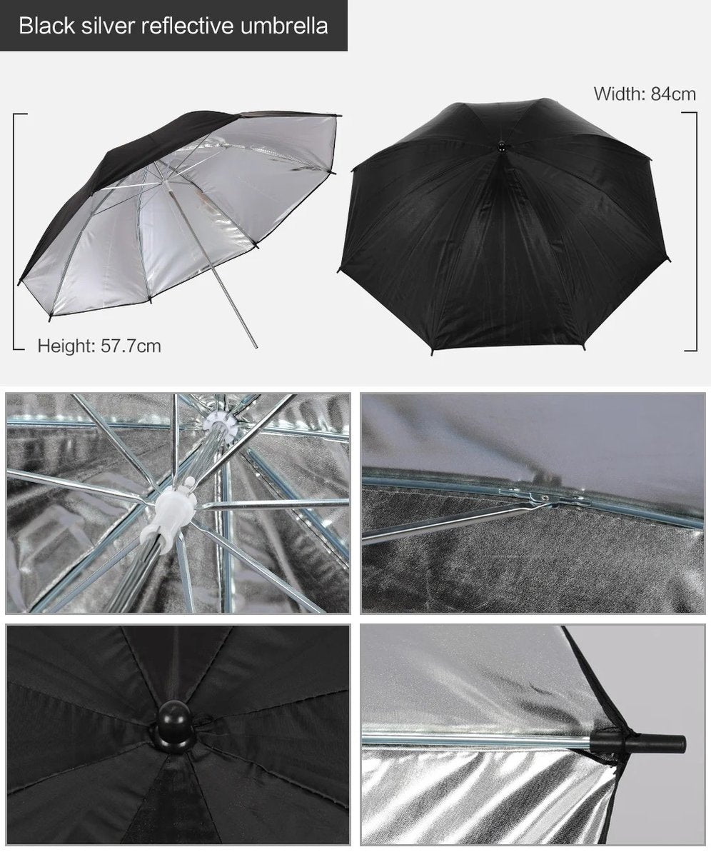 Photo Studio Softbox Lighting Kit with Background Frame - Backdrop System - Studio Photography - Includes 3 Backdrops, Tripod, Reflector Board and 4 Umbrellas - Complete Set