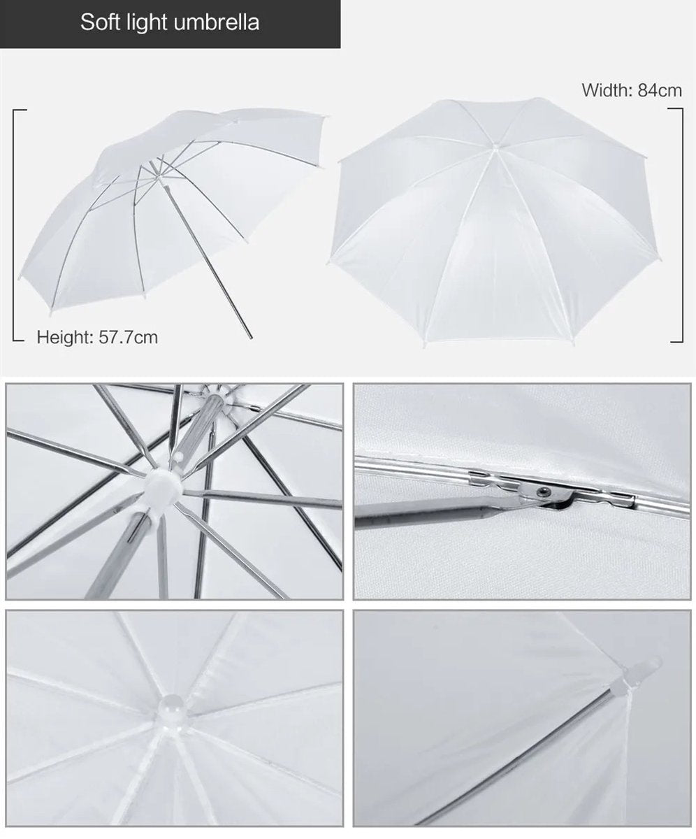 Photo Studio Softbox Lighting Kit with Background Frame - Backdrop System - Studio Photography - Includes 3 Backdrops, Tripod, Reflector Board and 4 Umbrellas - Complete Set
