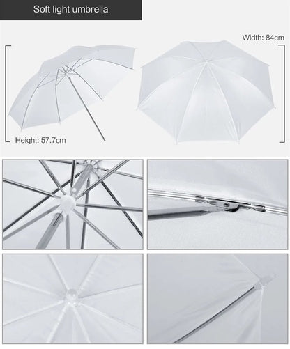Photo Studio Softbox Lighting Kit with Background Frame - Backdrop System - Studio Photography - Includes 3 Backdrops, Tripod, Reflector Board and 4 Umbrellas - Complete Set