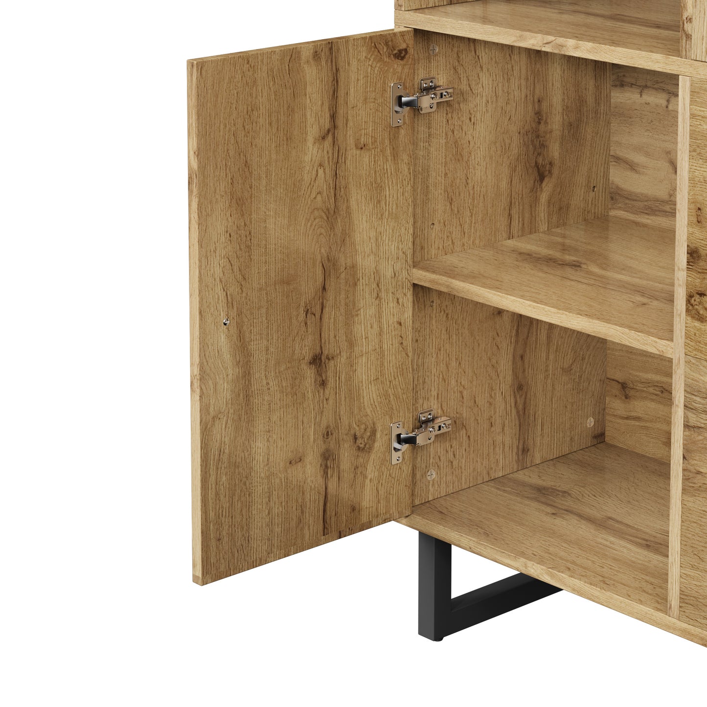 Halmeubel – Garderobekast – Halkast – Schoenenkast – Opbergkast – Compact Design – MDF Met Stoffen Panelen – 110x38x186 cm – Natuurlijke Houtlook