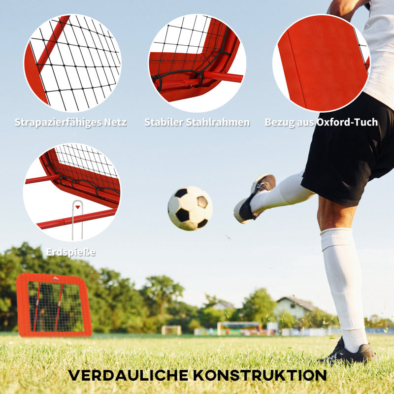 Voetbal Terugkaatser – Baltrainer – Rebounder – Trainingsnet – Sportnet – Verstelbaar 149-366 cm – Stevig Metalen Frame & Oxford Net – Inklapbaar & Draagbaar – Rood