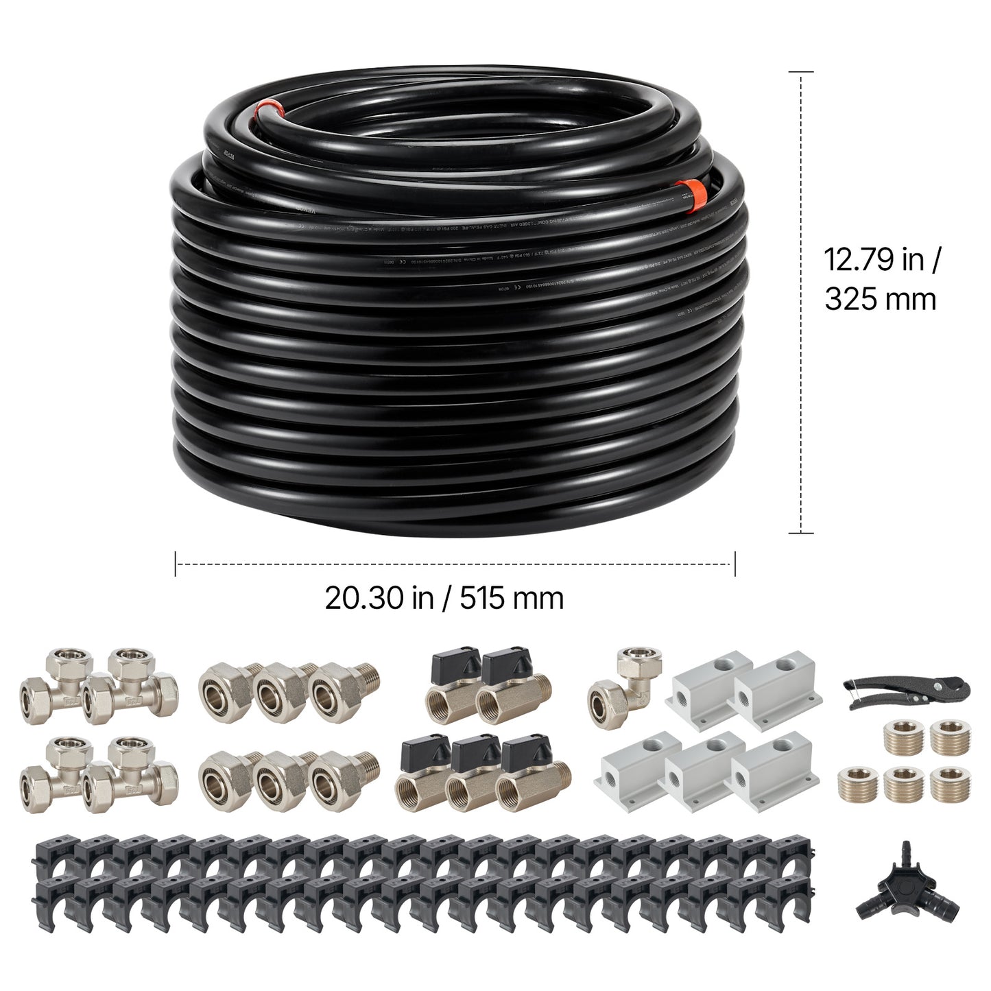 Compressorslang – Persluchtslang – Luchtslang – Spiraalslang – Compressorslangset – 3/4" x 200 voet – HDPE-Aluminium Drie-Lagen – Werkdruk tot 13,8 bar