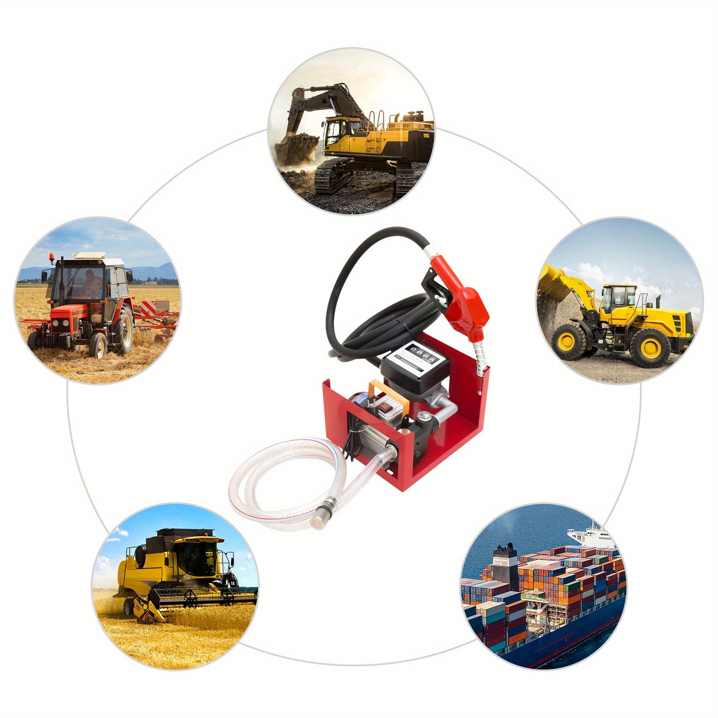 Dieselpomp – Brandstofpomp – Oliepomp – Vloeistofpomp – Hevelpomp – Zelfaanzuigend – Hoog Debiet – Automatische Nozzle – Rood