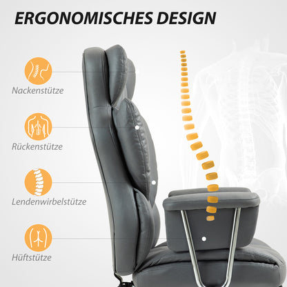 Bureaustoel – Ergonomische Stoel – Office Chair – Draaistoel – Bureau Stoel – Verstelbare Rugleuning – Uitschuifbare Voetensteun – Lichtgrijs – Max 120 kg