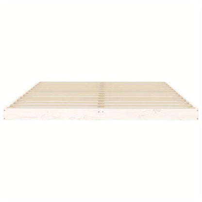Modern Minimalistisch Queensize Bedframe – Platformbed – Houten Bed – Bedframe Zonder Matras – Bedmet Slats – Stevig Hardhouten Materiaal – Eenvoudige Montage – 150x200 cm Bianco