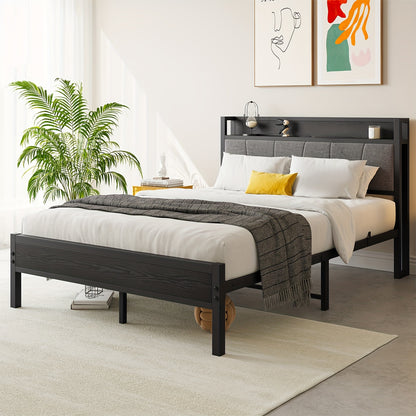 Bedframe – Bed – Eenpersoonsbed – Tweepersoonsbed – Metalen Bed – 140x200 cm – Stevig Zwart Metaal – Inclusief Spiraalbodem