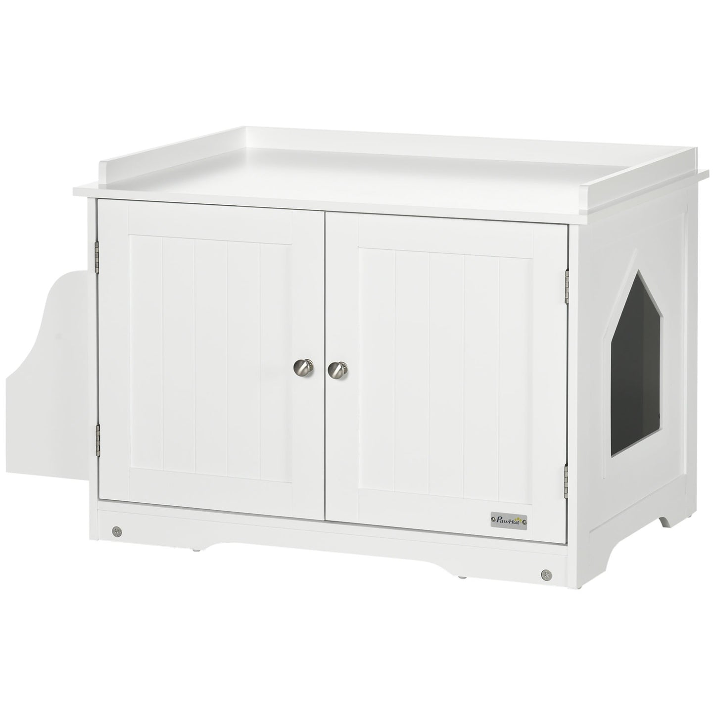 kattenbakhuis – kattenbakhuisje – kattentoilet – kattenbakmeubel – kattenbakkast – wit MDF hout – verstelbare binnenschot 86x48x52 cm