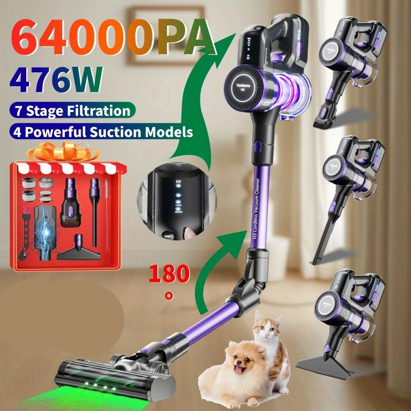 Draadloze Stofzuiger – Steelstofzuiger – Snoerloze Stofzuiger – Handstofzuiger – Kruimelzuiger – Paars – Krachtige Brushless Motor – Lichtgewicht en Compact