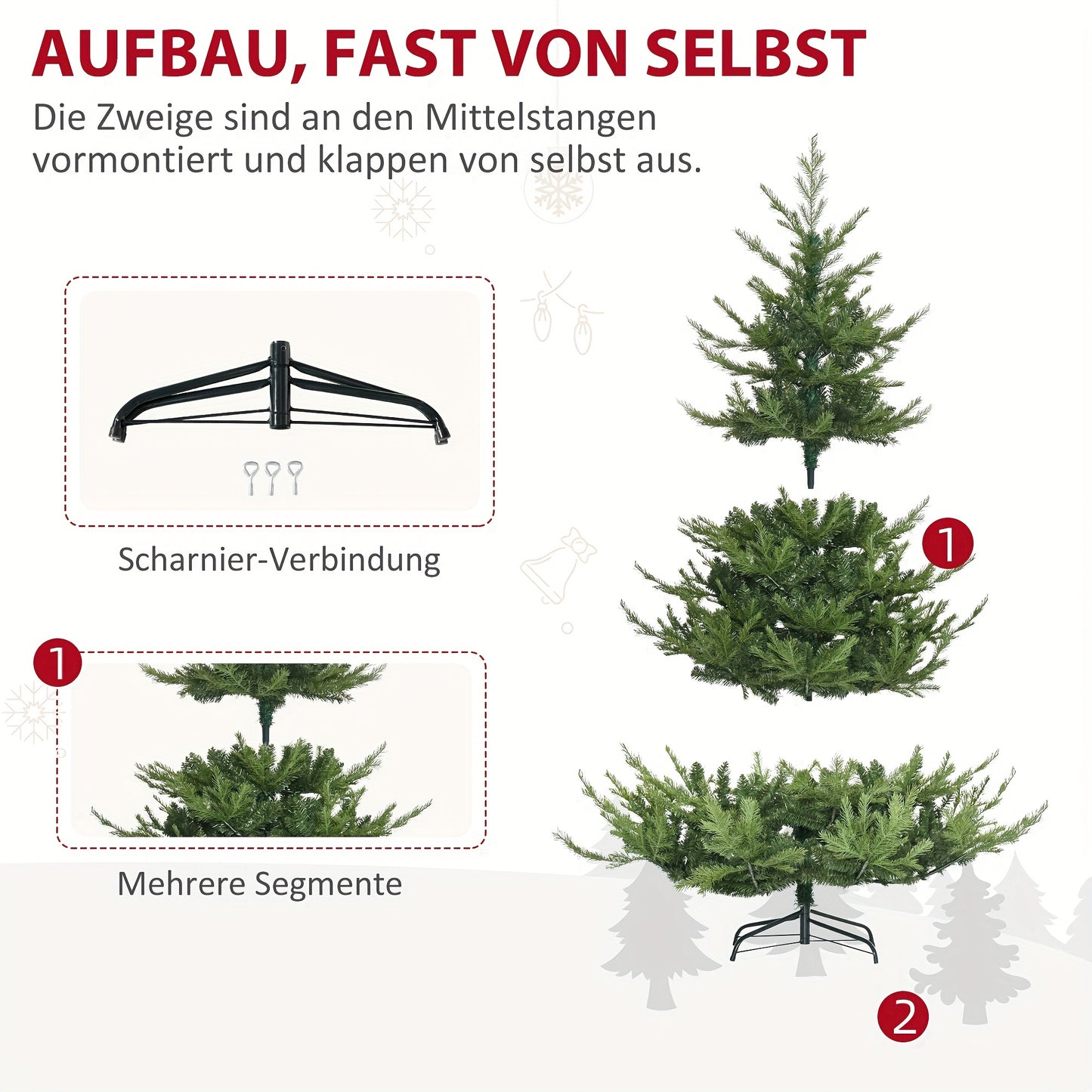 Kunstkerstboom – Nepboom – Kerstboom – Vouwbare Boom – Dennenboom Groen – 180 cm Hoog – Automatisch Inklapbaar – Dichte Weelderige Takken