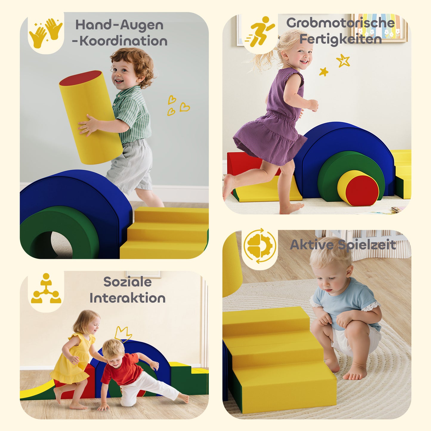 Zachte Bouwblokken – Speelblok Set – Peuter Speelgoed – Baby Klimblokken – Foam Speelset – 5 Kleurrijke Vormen – Veilig Schuim Met Kunstleer – Lichtgewicht & Makkelijk Schoon Te Maken