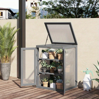 Kweekkas – Broeikas – Tuinkas – Kweekbak – Serre – 3 Lagen – Polycarbonaat Weerbestendig – Sterk Frame Met 15 kg Draagvermogen Per Plank – Donkergrijs