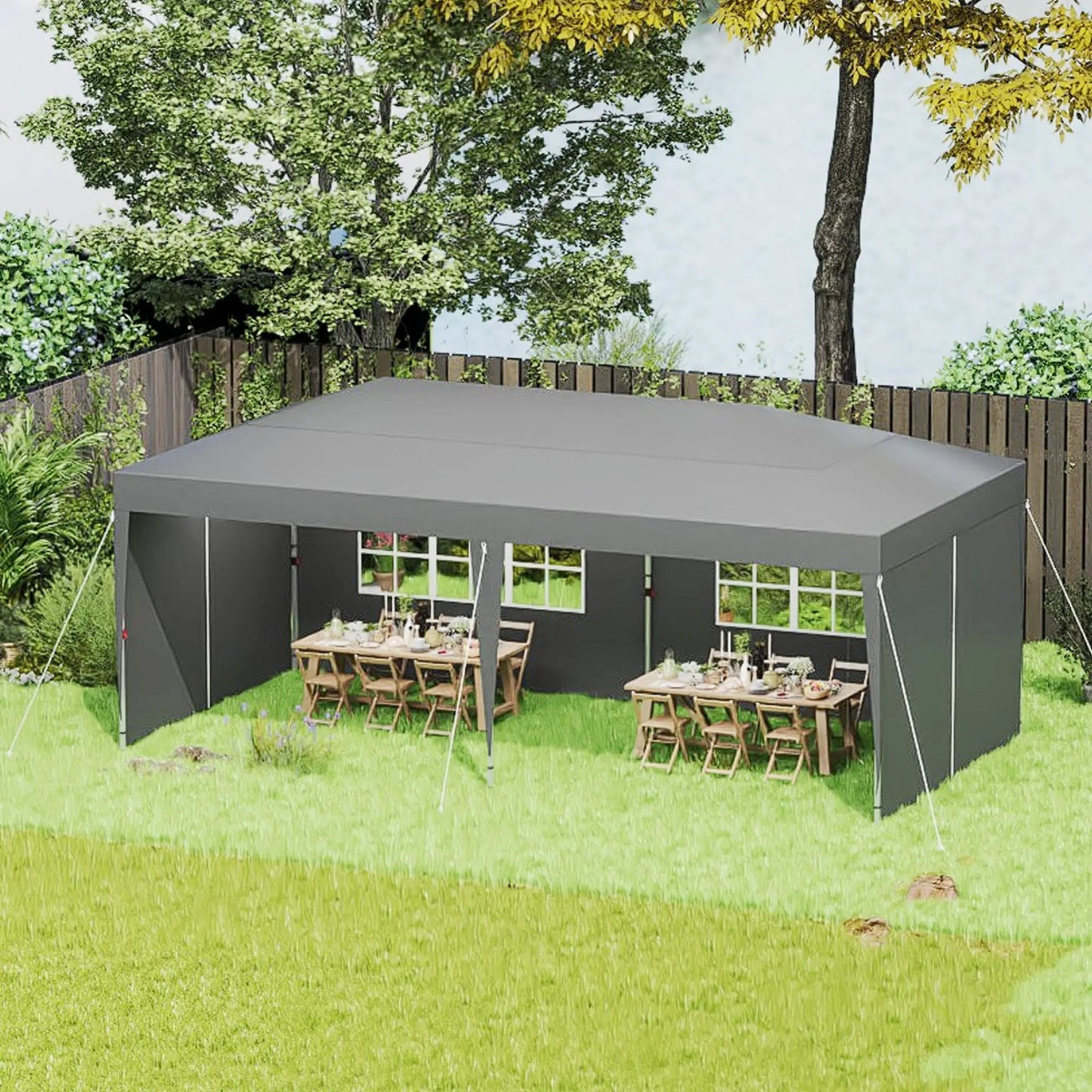 3Mx6m Vouwpaviljoen – Opvouwbare Partytent – Tuinpaviljoen – Eventtent – Tuintent – Verstelbare Hoogte 2,44-2,64m – 4 Zijwanden Met Rits