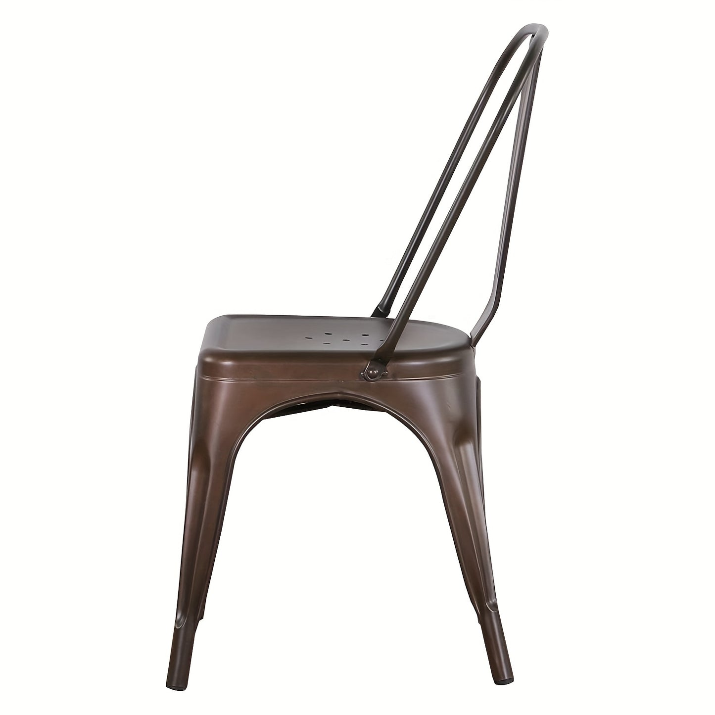 Set van 4 Industriële Metalen Eetkamerstoelen – Roestkleurige Stoelen met Klassiek Ontwerp – Duurzaam, Onderhoudsvriendelijk en Perfect voor Keuken, Restaurant of Evenement (43 x 46 x 85 cm)