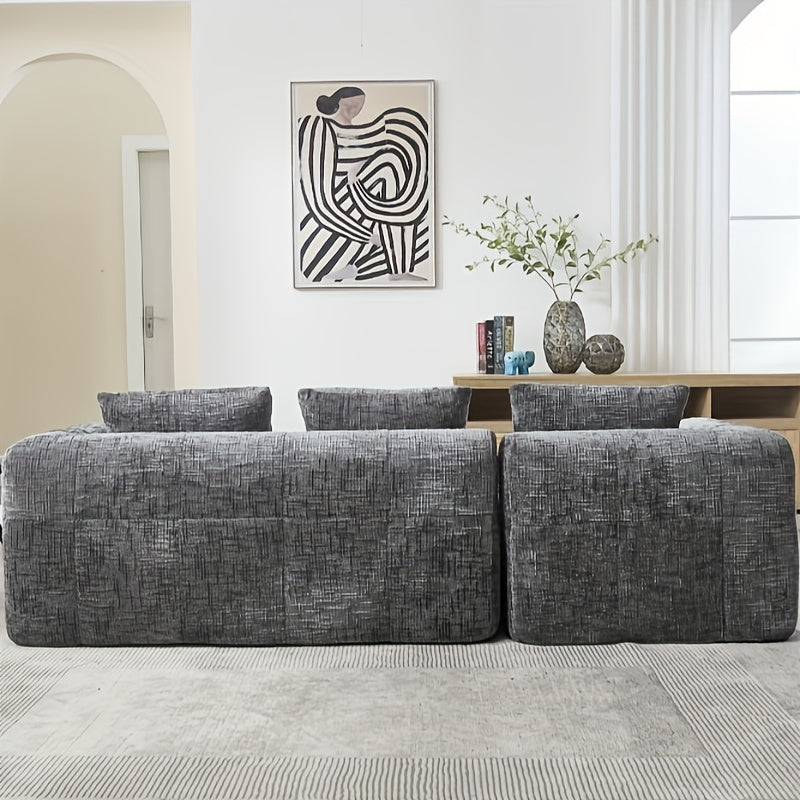Modern Sectional Sofa, L-shaped Sofa, 3-seater Sofa, No Installation Required, Chenille Sofa With Chaise Longue And Armrests, 3 Cushions