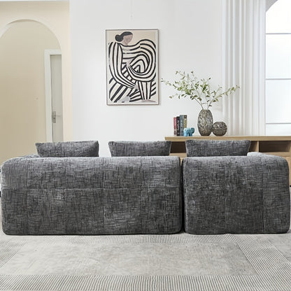 Modern Sectional Sofa, L-shaped Sofa, 3-seater Sofa, No Installation Required, Chenille Sofa With Chaise Longue And Armrests, 3 Cushions