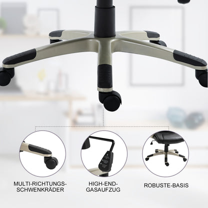 Bureaustoel – Office Chair – Ergonomische Stoel – Draaistoel – Desk Chair – Met Schommelfunctie – Zwart Kunstleer – Metalen Frame – Hoge Rugleuning – 70x58x114–124 cm