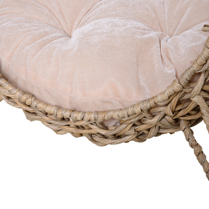 Kattenmand – Kattenbed – Kattenhuis – Kattenkussen – Kattenhol – Beige Kleur – Ø 52 x 58 cm – Duurzaam Imitatie Rattan Resin