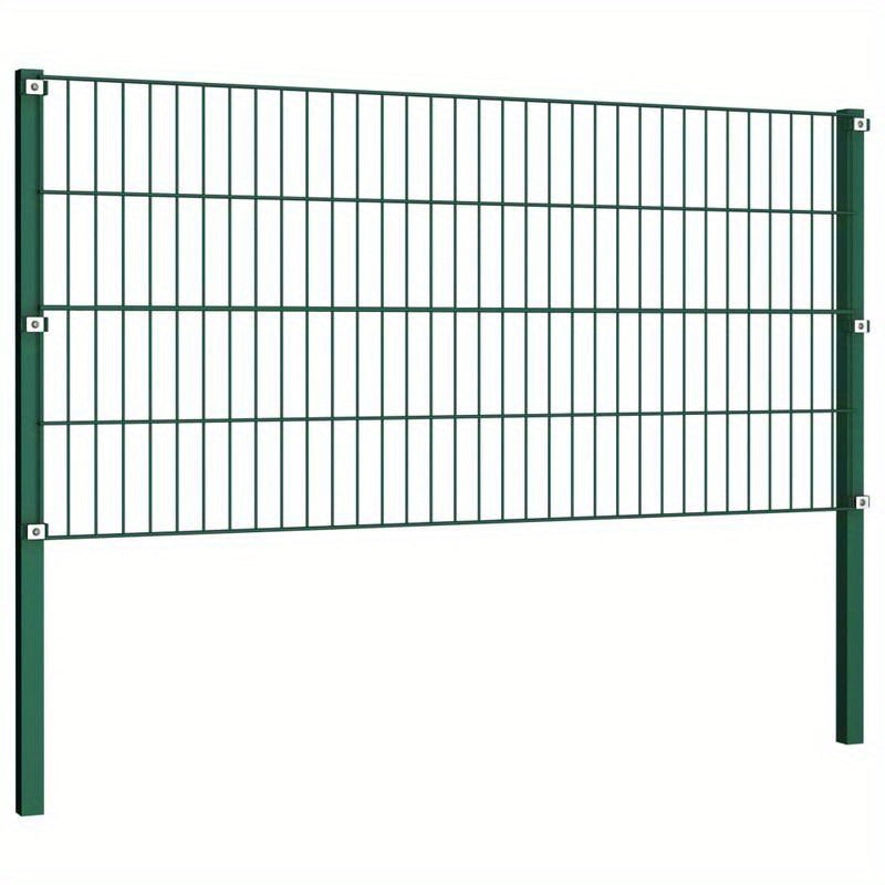 Fence panel met poles 1.7x0.8m iron green Removable and durable