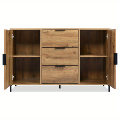 Dressoir – Kast – Opbergkast – Sideboard – Buffetkast – Donker Eiken – 120x40x76 cm – Verstelbare Planken – 3 Laden & 2 Deuren