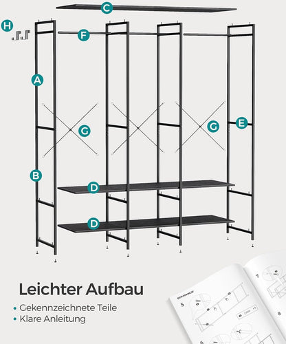 Kledinghangers - Kledingrek Metaal - Schoenenrek - Kledingkasten Slaapkamer - 40 x 141 x 180 cm - Kledingrek Zwart