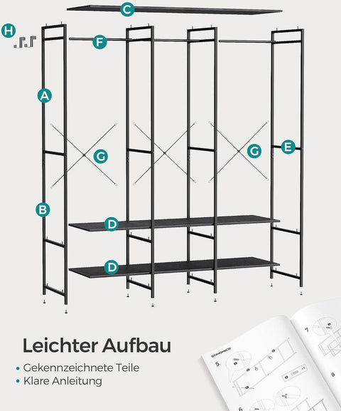 Kledinghangers - Kledingrek Metaal - Schoenenrek - Kledingkasten Slaapkamer - 40 x 141 x 180 cm - Kledingrek Zwart