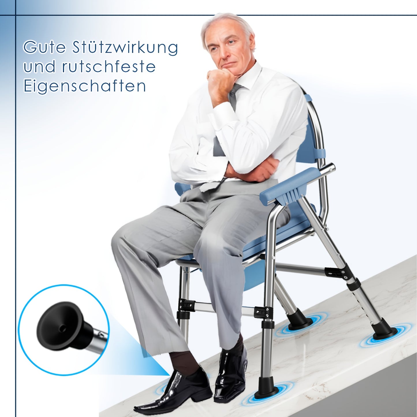 Toiletemmerstoel – Toiletstoel – Postoel – Commode Stoel – Douchestoel – In Hoogte Verstelbaar – Comfortabele Gewatteerde Zitting – Draagvermogen 200 kg