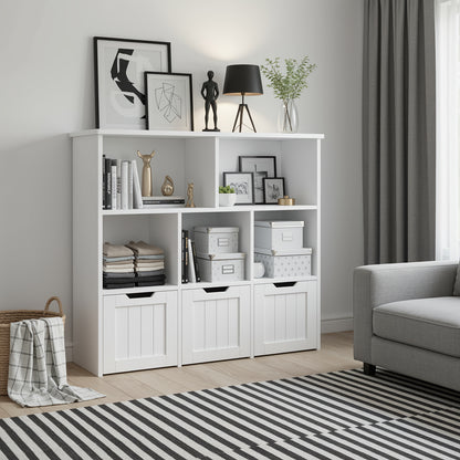Boekenplank – Boekenrek – Wandplank – Opbergkast – Mobiele Opbergkast – Hout – 3 Laden – Met Wielen – 68,6 cm Hoog – 3,2 Kubieke Voet Capaciteit