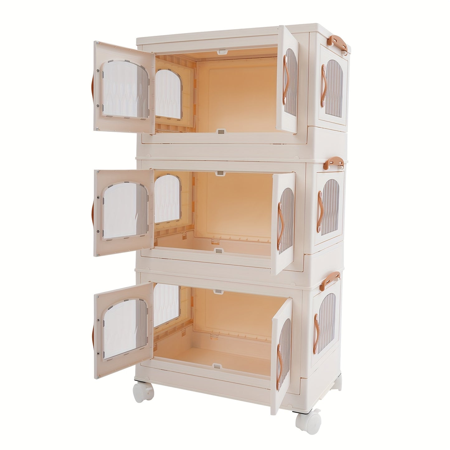 Opvouwbare Opberger – Opbergbox Met Wielen – Vouwkast Organizer – 3-laags Kastje – Milky White – Ruimtebesparend – Draagvermogen 50 kg