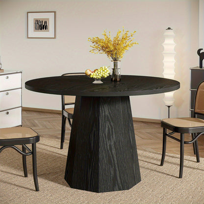 Eettafel – Ronde Tafel – Keukentafel – Dinnertafel – Tafel – Massief Houten Poten – Krasbestendig Gefineerd Spaanplaat – Compact 118 cm – Modern Farmhouse Design