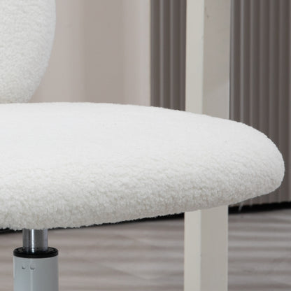 Bureaustoel – Office Chair – Werkstoel – Desk Chair – Stoel – Wit – Hoogteverstelbaar – Teddy Fur Bekleding – Breed Zitvlak 50x56x90 cm