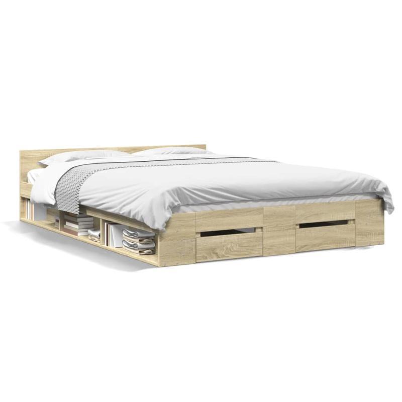 3-Laags Bedframe – Stapelbed – Hoogslaper – Slaapbank – Opbergbed – Houten Constructie – 150x200 cm – Duurzaam & Verwijderbaar – Rovere  Marrone