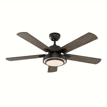 Plafondventilator – Ventilator – Plafondventilator Met Licht – Sfeerlicht – Verstelbare Ventilator – Zwarte 52 Inch – 3 Kleurtemperaturen – 6 Snelheden En Omkeerbare DC Motor