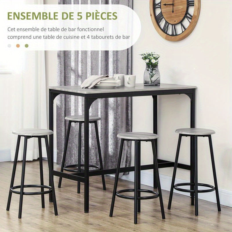 Bar Meubelset – Barmeubilair – Barkrukken – Tafel En Stoelen – Bistro Set – Modern Design – Zwart Metalen Frame – Houtlook Tafelblad – Duurzaam En Makkelijk Schoon Te Maken
