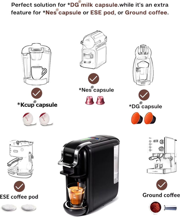 5 in 1 Koffiezetapparaat - Koffie Apparaat - Koffiemachine - Koffiemachines - Koffiemachines - Meerdere Capsules - Cappuccino - Latte - Heet/Koud - 5 In 1