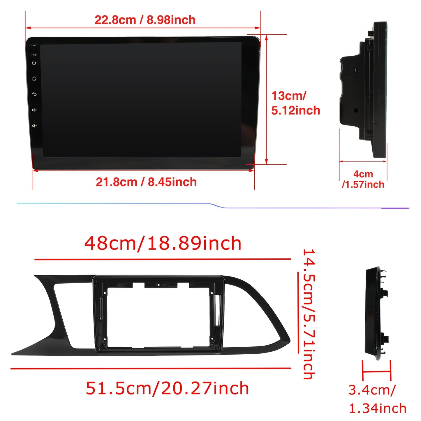 9 inch Car Stereo – Autoradio – Multimedia Speler – Navigatiesysteem – Touchscreen – Met Camera, Microfoon & Dashcam – Android 15 OS – 4GB RAM 64GB Opslag