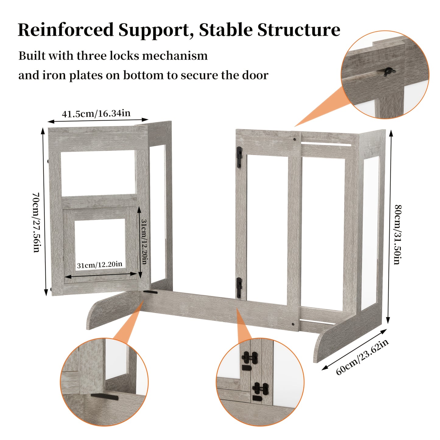Dog Gate, Dog Fence, 80cm Tall, Extends Up To 100cm Wide, Safety Gate For Doorways, Stairs, Hallways, Indoor/Outdoor