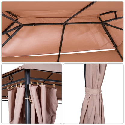 Tuinpaviljoen – Tuinkamer – Prieel – Gazebo – Overkapping – Chocoladebruin – Dubbel Dak Met Ventilatie – 3x4 Meter Stevig Epoxystaal Frame