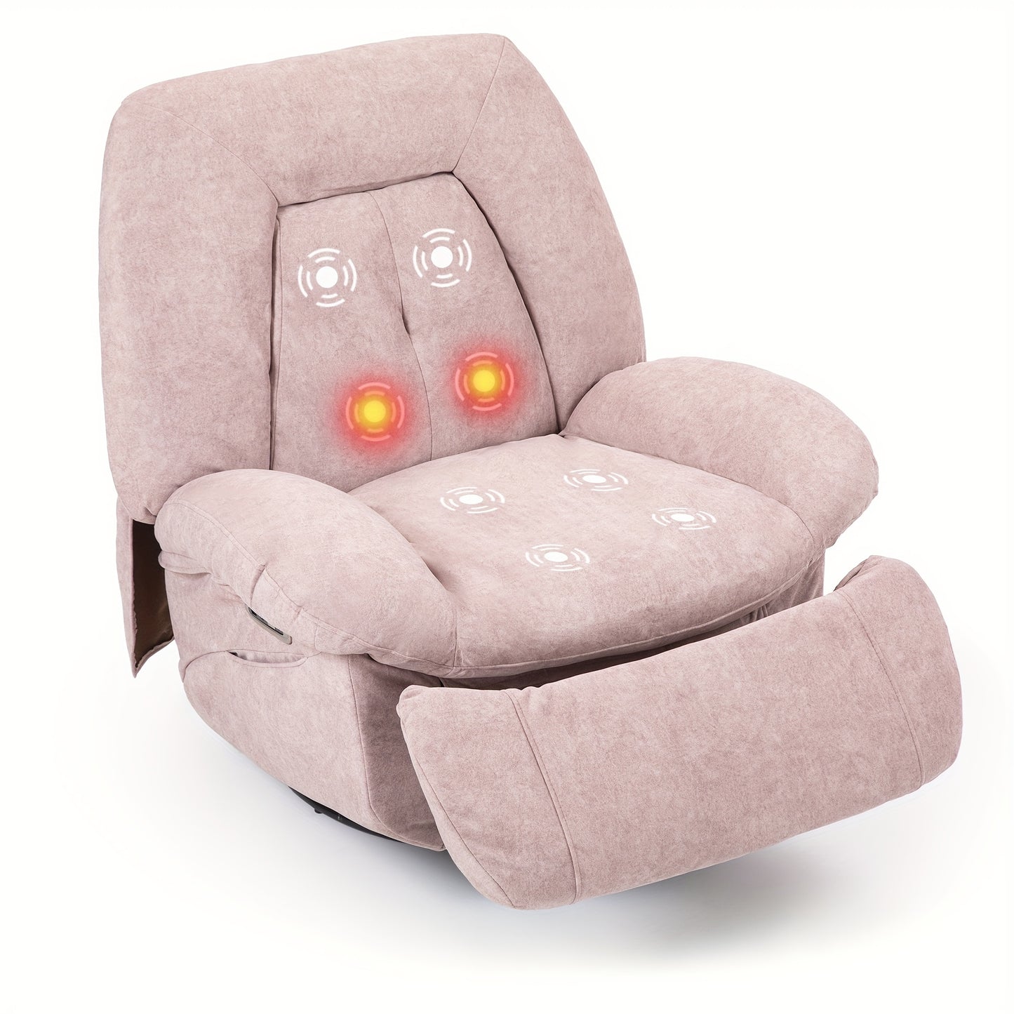 DYHOME Pink Modern Single Lounge Sofa Power Recliner - Swivel Massage Chair with USB Port, Rocking Function, Side Pockets & Storage Bag, Ergonomic Design for Living Room or Bedroom, Durable Polyester Fabric, Easy Assembly, Re