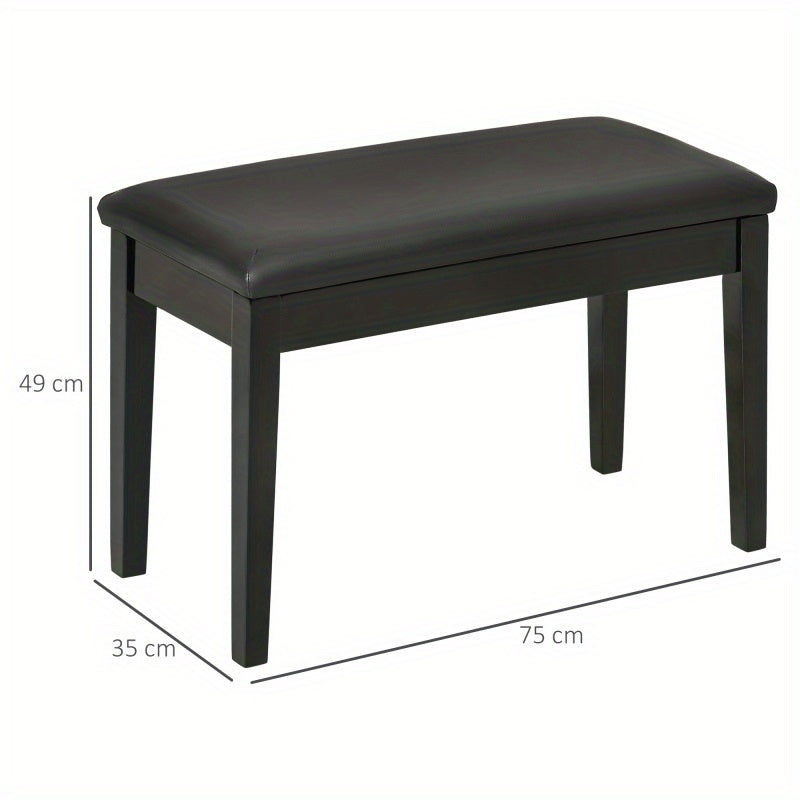 Pianokruk – Pianobank – Muziekstoel – Keyboardkruk – Zithoek – Verstelbare Hoogte – Opbergruimte – Kunstleren Zitting – Stevig Aluminium Frame – Zwart