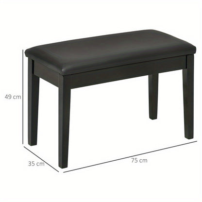 Pianokruk – Pianobank – Muziekstoel – Keyboardkruk – Zithoek – Verstelbare Hoogte – Opbergruimte – Kunstleren Zitting – Stevig Aluminium Frame – Zwart